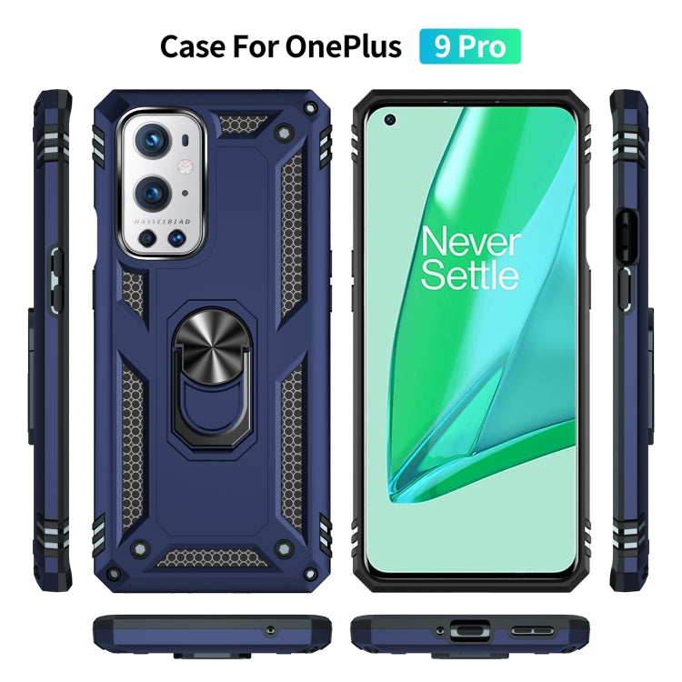 For OnePlus 9 Pro Shockproof TPU + PC Protective Case with 360 Degree Rotating Holder(Blue) - OnePlus Cases by PMC TechLife | Online Shopping South Africa | PMC TechLife
