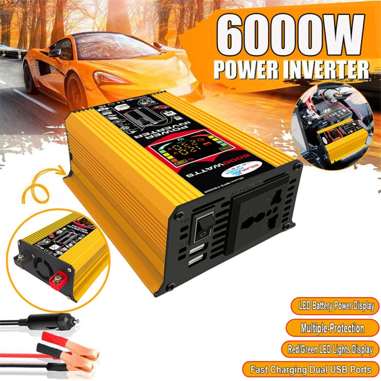 Tang III Generation 12V to 110V 6000W Modified Square Wave Car Power Inverter with LCD Display & Dual USB(Yellow) - Modified Square Wave by PMC TechLife | Online Shopping South Africa | PMC TechLife | Buy Now Pay Later Mobicred