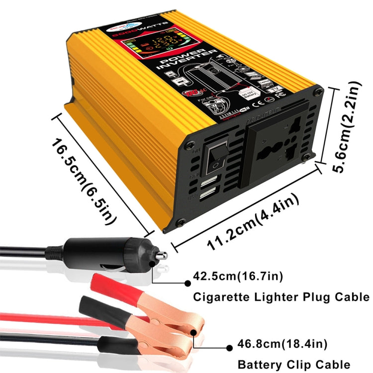 Tang III Generation 12V to 110V 6000W Modified Square Wave Car Power Inverter with LCD Display & Dual USB(Yellow) - Modified Square Wave by PMC TechLife | Online Shopping South Africa | PMC TechLife | Buy Now Pay Later Mobicred