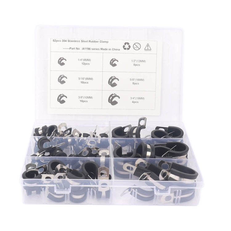 A1196 52 in 1 Car Rubber Cushion Pipe Clamps Stainless Steel Clamps - Booster Cable & Clip by PMC TechLife | Online Shopping South Africa | PMC TechLife | Buy Now Pay Later Mobicred