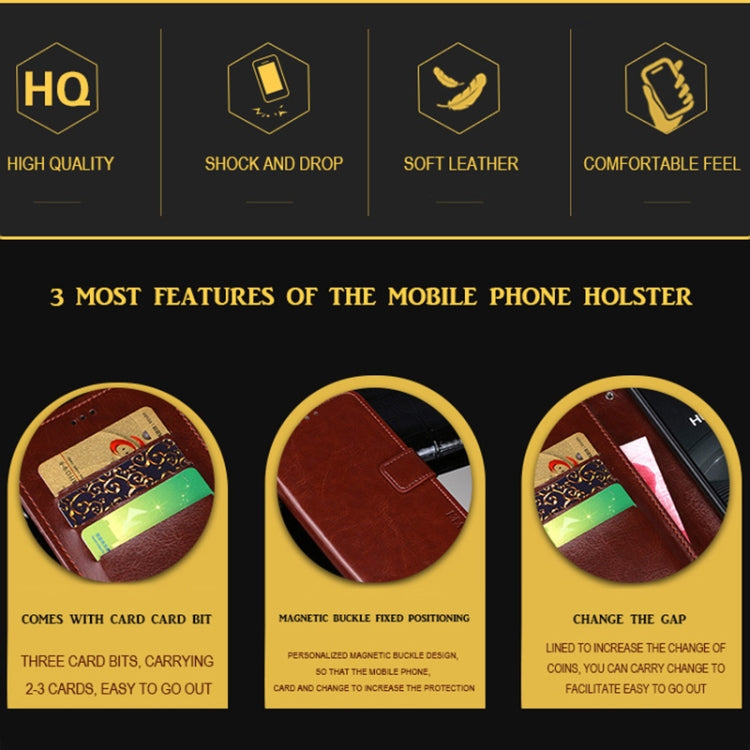 For Wiko Power U30 idewei Crazy Horse Texture Horizontal Flip Leather Case with Holder & Card Slots & Wallet(Black) - More Brand by idewei | Online Shopping South Africa | PMC Jewellery | Buy Now Pay Later Mobicred