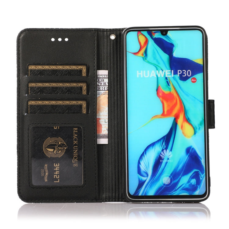 For Huawei P30 Skin Feel Embossed Sunflower Horizontal Flip Leather Case with Holder & Card Slots & Wallet & Lanyard(Black) - Huawei Cases by PMC TechLife | Online Shopping South Africa | PMC TechLife