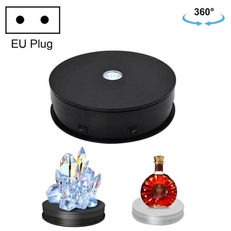 20cm Electric Rotating Turntable Display Stand LED Light Video Shooting Props Turntable, Power Plug:220V EU Plug(Black) - free shipping - PMc TechLife - Order now!
