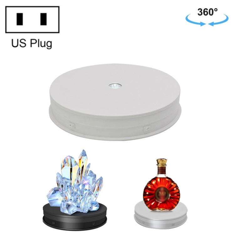 30cm Electric Rotating Turntable Display Stand  LED Light Video Shooting Props Turntable, Power Plug:110V US Plug(White) - free shipping - PMc TechLife - Order now!