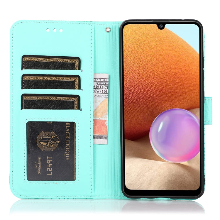 For Samsung Galaxy A32 4G Skin Feel Embossed Sunflower Horizontal Flip Leather Case with Holder & Card Slots & Wallet & Lanyard(Green) - Galaxy Phone Cases by PMC TechLife | Online Shopping South Africa | PMC TechLife