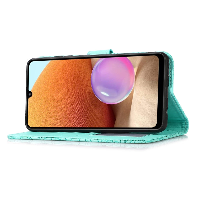 For Samsung Galaxy A32 4G Skin Feel Embossed Sunflower Horizontal Flip Leather Case with Holder & Card Slots & Wallet & Lanyard(Green) - Galaxy Phone Cases by PMC TechLife | Online Shopping South Africa | PMC TechLife