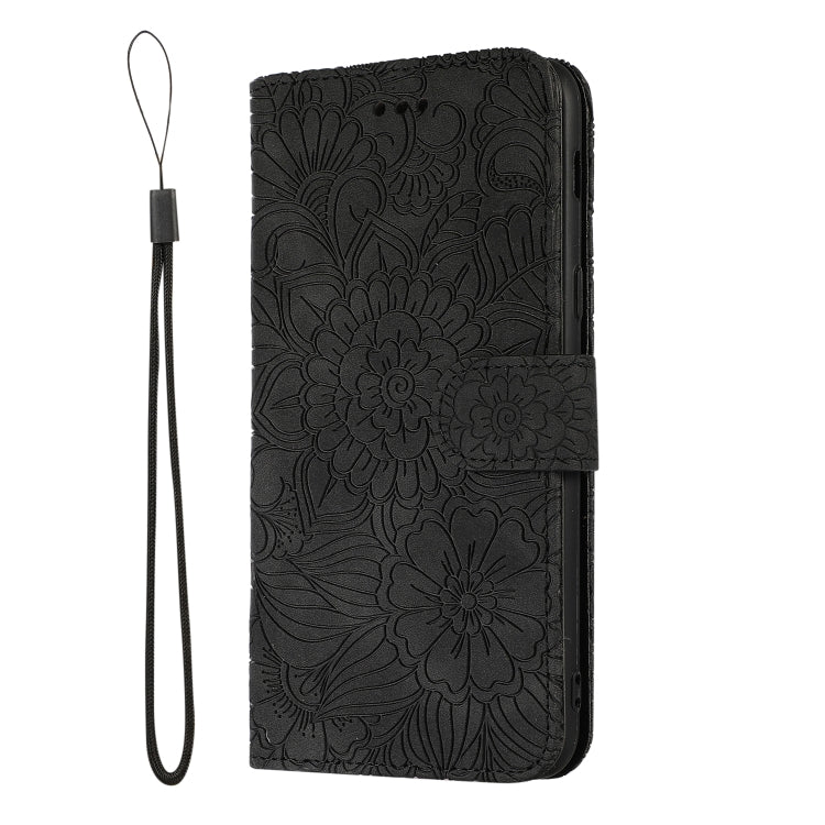 For Samsung Galaxy J8 Skin Feel Embossed Sunflower Horizontal Flip Leather Case with Holder & Card Slots & Wallet & Lanyard(Black) - Galaxy Phone Cases by PMC TechLife | Online Shopping South Africa | PMC TechLife