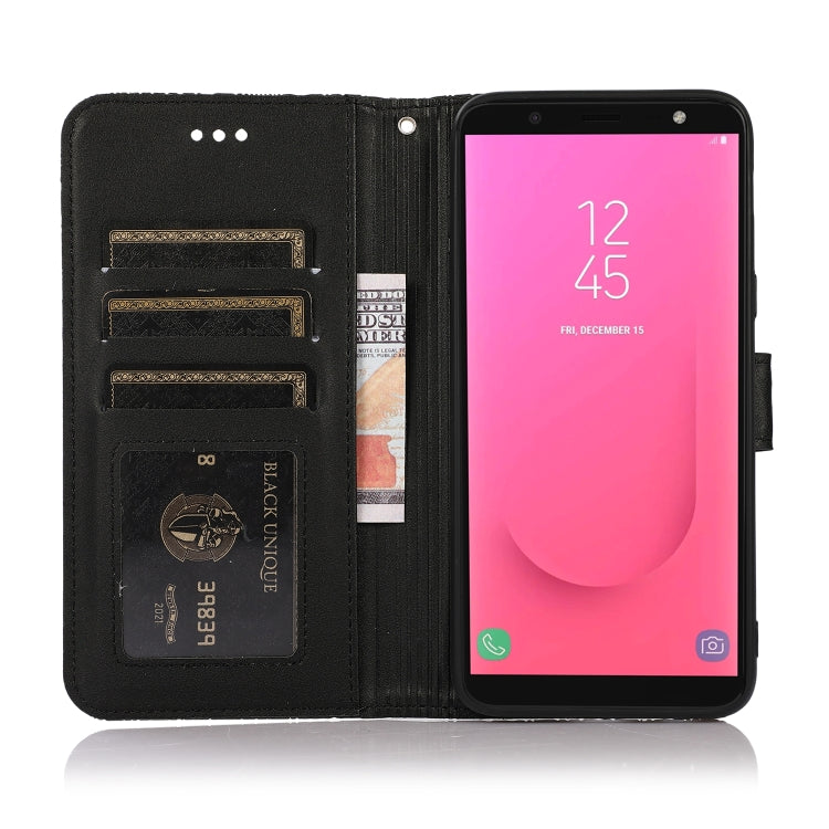 For Samsung Galaxy J8 Skin Feel Embossed Sunflower Horizontal Flip Leather Case with Holder & Card Slots & Wallet & Lanyard(Black) - Galaxy Phone Cases by PMC TechLife | Online Shopping South Africa | PMC TechLife