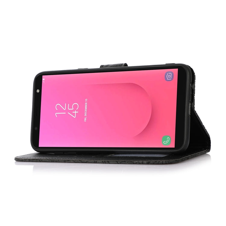 For Samsung Galaxy J8 Skin Feel Embossed Sunflower Horizontal Flip Leather Case with Holder & Card Slots & Wallet & Lanyard(Black) - Galaxy Phone Cases by PMC TechLife | Online Shopping South Africa | PMC TechLife