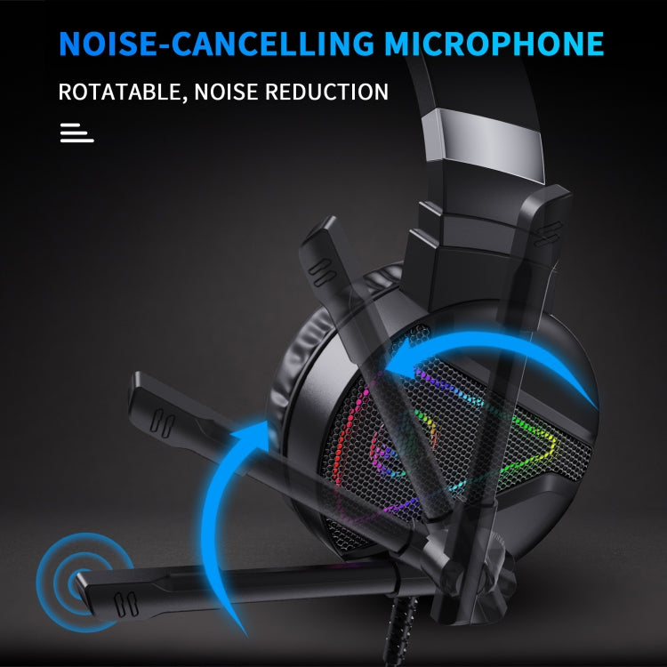 HXSJ F16 3.5mm + USB Port RGB Light Stereo Gaming Headset with Microphone(Black) - free shipping - PMC Jewellery - Order now!