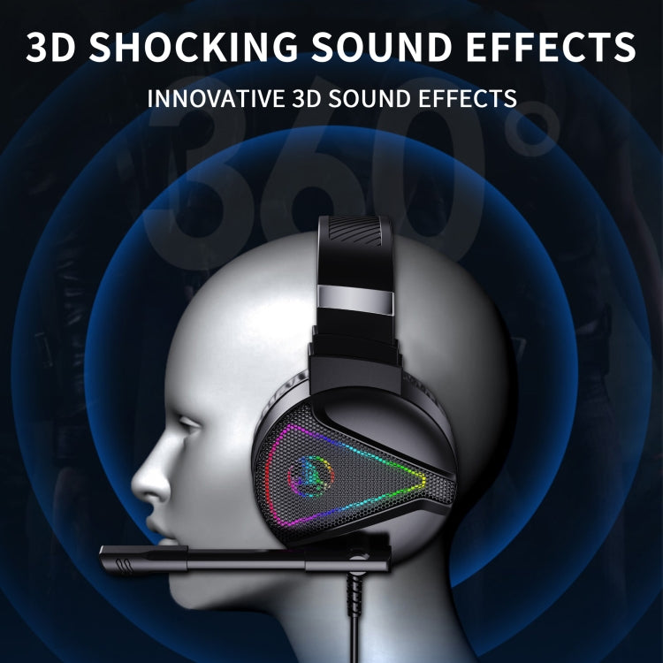 HXSJ F16 3.5mm + USB Port RGB Light Stereo Gaming Headset with Microphone(Black) - free shipping - PMC Jewellery - Order now!