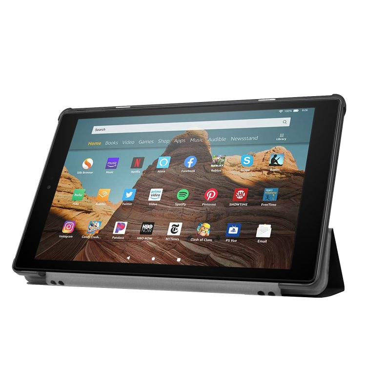For Amazon Kindle Fire HD 10 2017 / 2019Custer Texture Horizontal Flip Leather Case with Three-folding Holder & Sleep / Wake-up Function(Black) - Amazon by PMC TechLife | Online Shopping South Africa | PMC TechLife | Buy Now Pay Later Mobicred