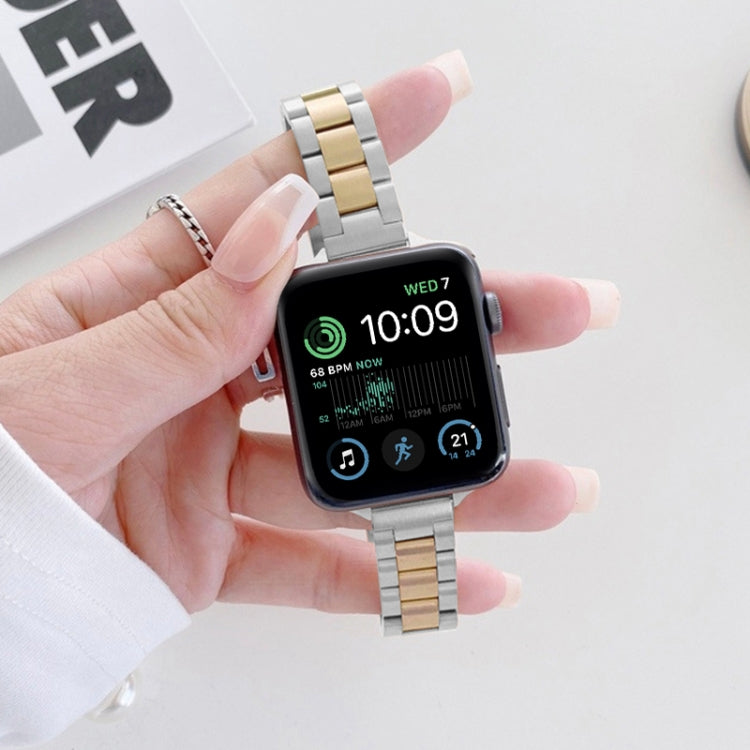 Three-beads Steel Watch Band For Apple Watch Series 9&8&7 41mm / SE 3&SE 2&6&SE&5&4 40mm / 3&2&1 38mm (Gold + Gold) - free shipping - PMC TechLife - Order now!
