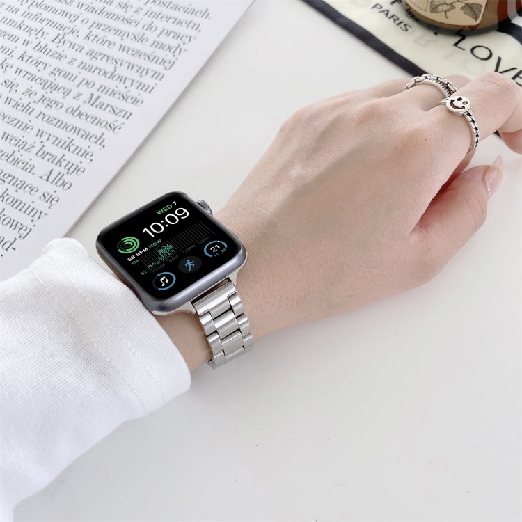 Three-beads Steel Watch Band For Apple Watch Series 9&8&7 41mm / SE 3&SE 2&6&SE&5&4 40mm / 3&2&1 38mm (Silver+Rose Gold) - free shipping - PMC TechLife - Order now!