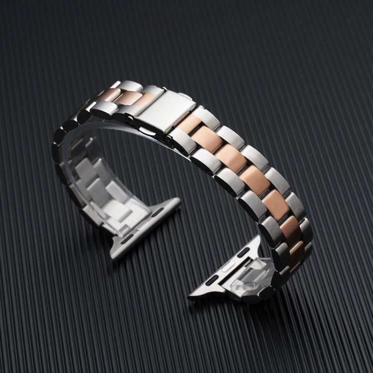 Three-beads Steel Watch Band For Apple Watch Ultra 49mm&Watch Ultra 2 49mm / Series 9&8&7 45mm / SE 3&SE 2&6&SE&5&4 44mm / 3&2&1 42mm (Silver+Rose Gold) - free shipping - PMC TechLife - Order now!