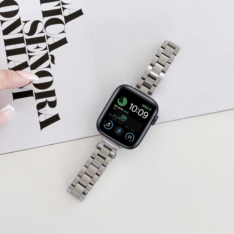 Three-beads Steel Watch Band For Apple Watch Ultra 49mm&Watch Ultra 2 49mm / Series 9&8&7 45mm / SE 3&SE 2&6&SE&5&4 44mm / 3&2&1 42mm (Silver Black) - Watch Bands by PMC TechLife | Online Shopping South Africa | PMC TechLife | Buy Now Pay Later Mobicred