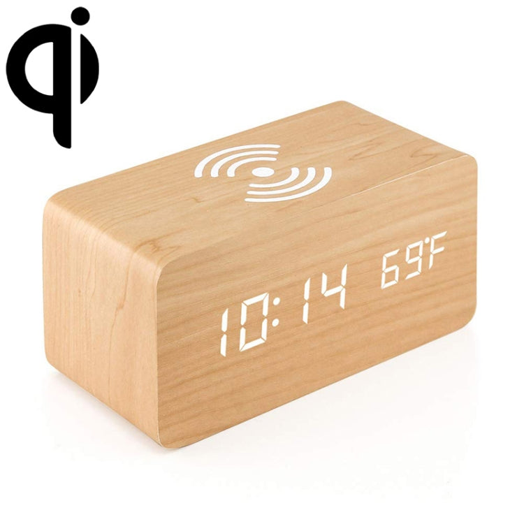 KD8801 5W Wooden Creative Wireless Charger LED Mirror Digital Display Sub-alarm Clock, Regular Style(Bamboo White Characters) - free shipping - PMC Jewellery - Order now!