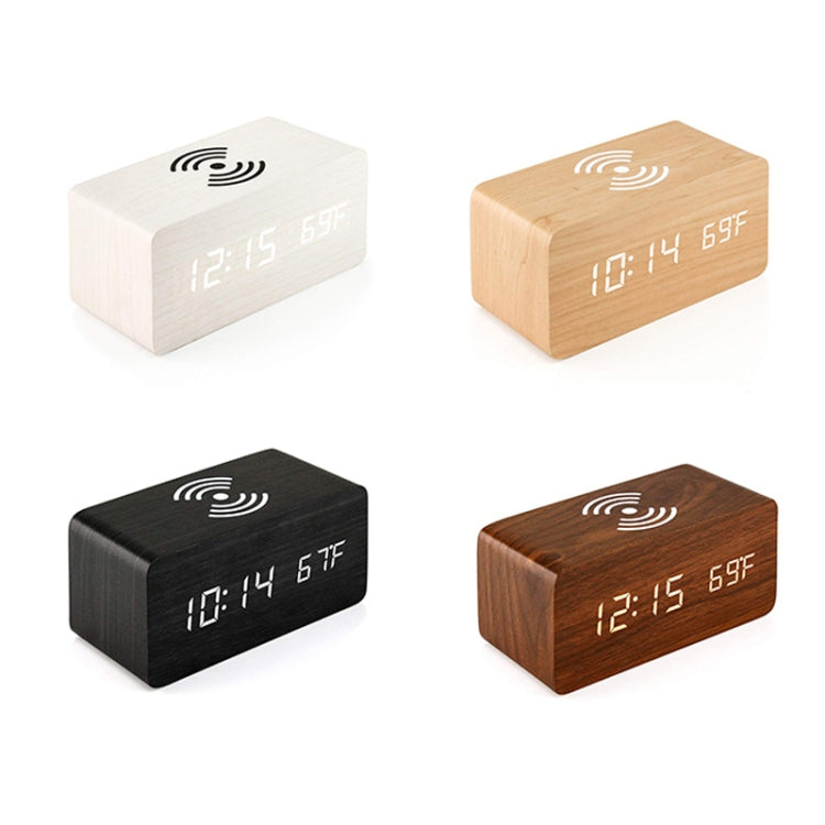 KD8801 5W Wooden Creative Wireless Charger LED Mirror Digital Display Sub-alarm Clock, Regular Style(Bamboo White Characters) - free shipping - PMC Jewellery - Order now!