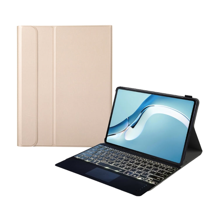 A126-AS For Huawei MatePad Pro 12.6 2021 Sheep Texture Ultra-thin Backlight Bluetooth Keyboard Horizontal Flip Leather Tablet Case with Holder & Touchpad(Gold) - Huawei Keyboard by PMC TechLife | Online Shopping South Africa | PMC TechLife