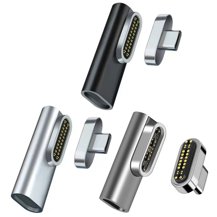 100W USB-C / Type-C Female to 20 Pin Magnetic USB-C / Type-C Male Elbow Adapter (Silver) - Cable & Adapter by PMC Jewellery | Online Shopping South Africa | PMC Jewellery | Buy Now Pay Later Mobicred