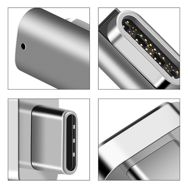 100W USB-C / Type-C Female to 20 Pin Magnetic USB-C / Type-C Male Elbow Adapter (Silver) - Cable & Adapter by PMC Jewellery | Online Shopping South Africa | PMC Jewellery | Buy Now Pay Later Mobicred