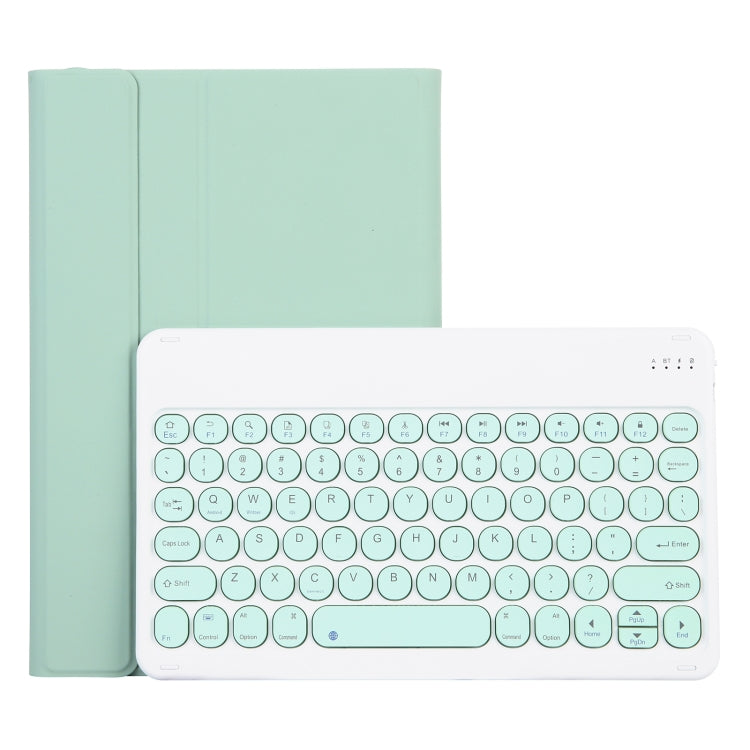 For Lenovo Pad Plus 11 inch TB-J607F / Tab P11 11 inch TB-J606F / Pad 11 inch YAM12 Lambskin Texture Detachable Round Keycap Bluetooth Keyboard Leather Tablet Case with Holder(Light Green) - Lenovo Keyboard by PMC TechLife | Online Shopping South Africa | PMC TechLife