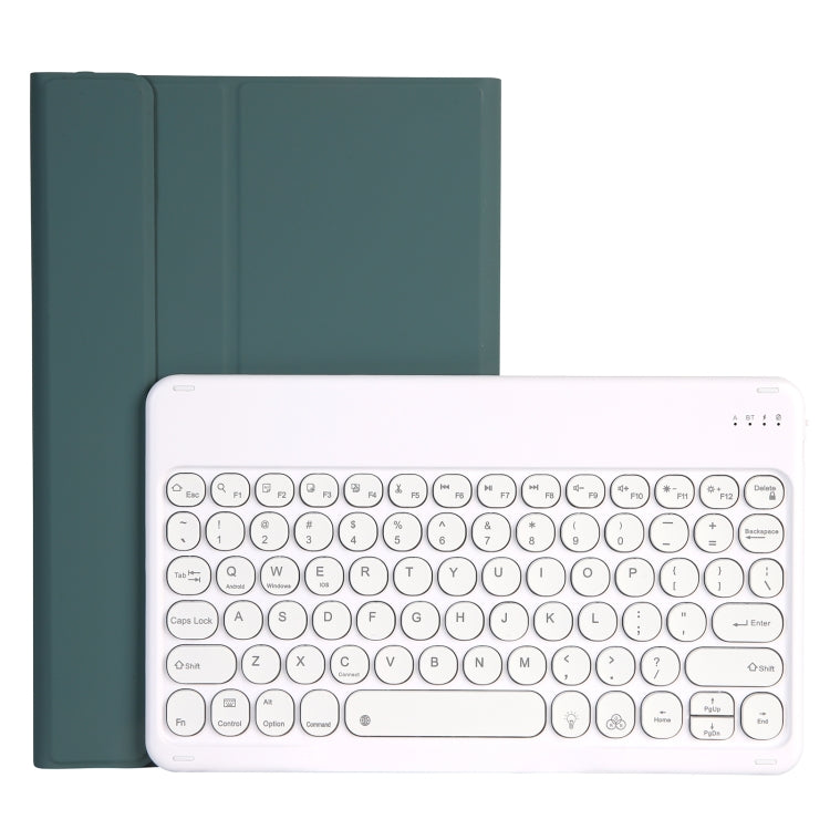 For Lenovo Pad Plus 11 inch TB-J607F / Tab P11 11 inch TB-J606F / Pad 11 inch YAM12 Backlight Style Lambskin Texture Detachable Round Keycap Bluetooth Keyboard Leather Tablet Case with Holder(Dark Green) - Lenovo Keyboard by PMC TechLife | Online Shopping South Africa | PMC TechLife
