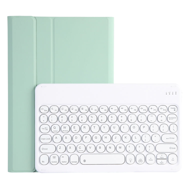 For Lenovo Pad Plus 11 inch TB-J607F / Tab P11 11 inch TB-J606F / Pad 11 inch YAM12 Backlight Style Lambskin Texture Detachable Round Keycap Bluetooth Keyboard Leather Tablet Case with Holder(Light Green) - Lenovo Keyboard by PMC TechLife | Online Shopping South Africa | PMC TechLife