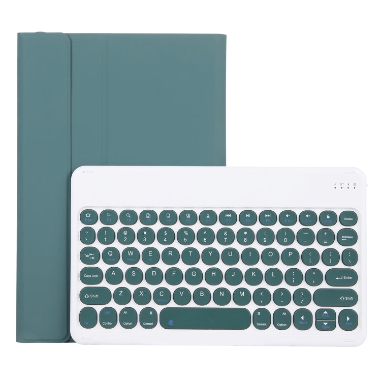 For Lenovo Pad Pro 11.5 inch 2021 TB-J716F / Tab P11 Pro 11.5 inch TB-J706F YAM13 Lambskin Texture Detachable Round Keycap Bluetooth Keyboard Leather Tablet Case with Holder(Dark Green) - Lenovo Keyboard by PMC TechLife | Online Shopping South Africa | PMC TechLife