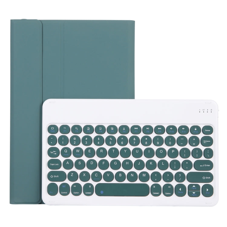 For Lenovo Pad Pro 11.5 inch 2021 TB-J716F / Tab P11 Pro 11.5 inch TB-J706F YAM13 Lambskin Texture Detachable Round Keycap Bluetooth Keyboard Leather Tablet Case with Holder(Dark Green) - Lenovo Keyboard by PMC TechLife | Online Shopping South Africa | PMC TechLife