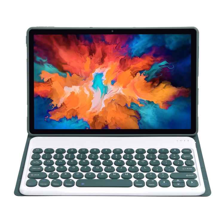 For Lenovo Pad Pro 11.5 inch 2021 TB-J716F / Tab P11 Pro 11.5 inch TB-J706F YAM13 Lambskin Texture Detachable Round Keycap Bluetooth Keyboard Leather Tablet Case with Holder(Dark Green) - Lenovo Keyboard by PMC TechLife | Online Shopping South Africa | PMC TechLife