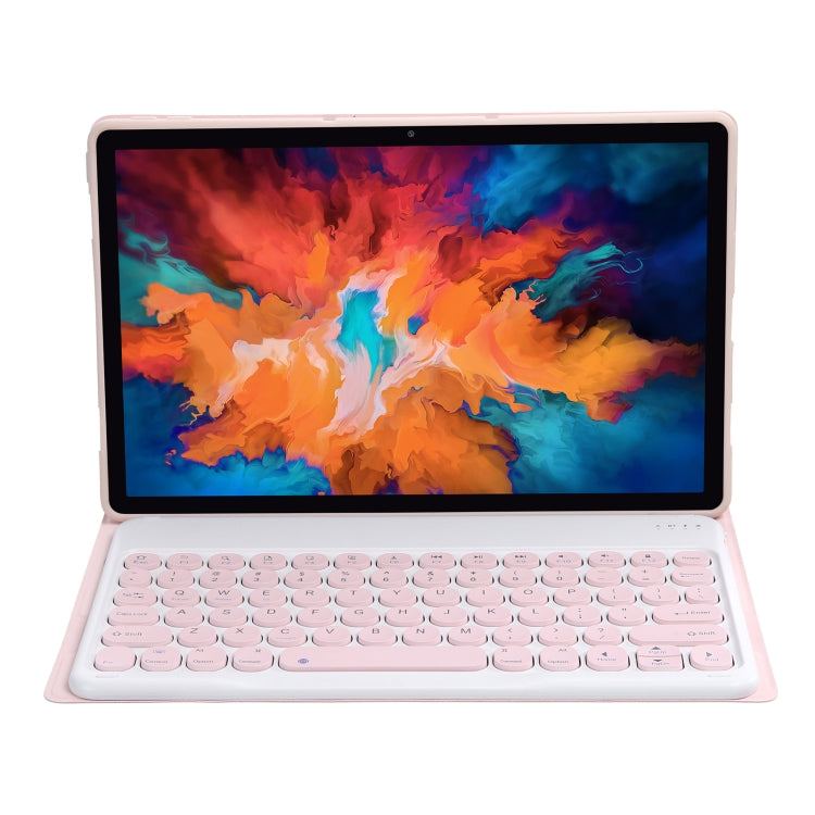 For Lenovo Pad Pro 11.5 inch 2021 TB-J716F / Tab P11 Pro 11.5 inch TB-J706F YAM13 Lambskin Texture Detachable Round Keycap Bluetooth Keyboard Leather Tablet Case with Holder(Pink) - Lenovo Keyboard by PMC TechLife | Online Shopping South Africa | PMC TechLife