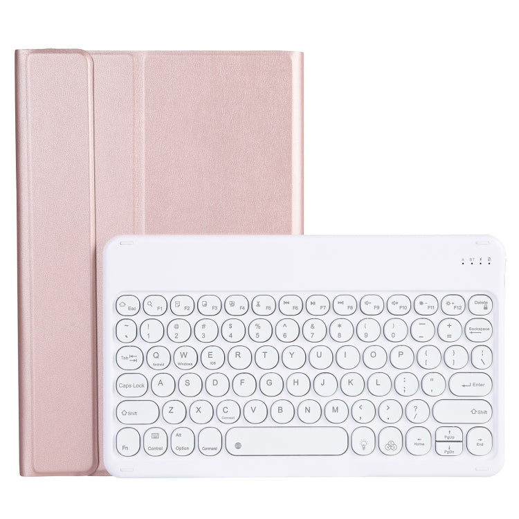 For Lenovo Pad Pro 11.5 inch 2021 TB-J716F / Tab P11 Pro 11.5 inch TB-J706F YAM13 Backlight Style Lambskin Texture Detachable Round Keycap Bluetooth Keyboard Leather Tablet Case with Holder(Rose Gold) - Lenovo Keyboard by PMC TechLife | Online Shopping South Africa | PMC TechLife