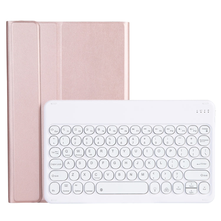 For Lenovo Pad Pro 11.5 inch 2021 TB-J716F / Tab P11 Pro 11.5 inch TB-J706F YAM13 Backlight Style Lambskin Texture Detachable Round Keycap Bluetooth Keyboard Leather Tablet Case with Holder(Rose Gold) - Lenovo Keyboard by PMC TechLife | Online Shopping South Africa | PMC TechLife
