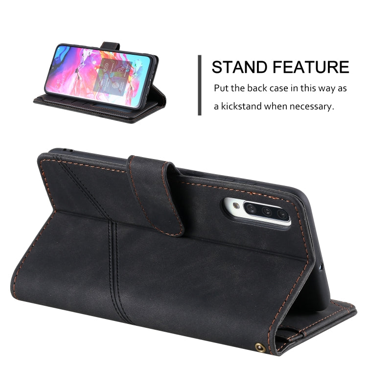 For Samsung Galaxy A70 Skin Feel Business Horizontal Flip PU Leather Case with Holder & Multi-Card Slots & Wallet & Lanyard & Photo Frame(Black) - Galaxy Phone Cases by PMC TechLife | Online Shopping South Africa | PMC TechLife