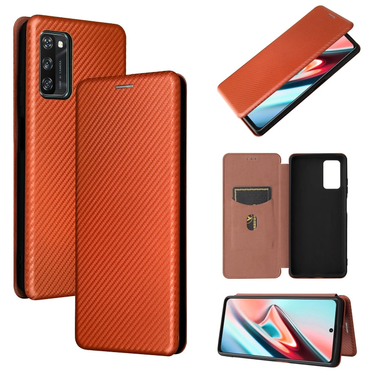 For Blackview A100 Carbon Fiber Texture Horizontal Flip TPU + PC + PU Leather Case with Card Slot(Brown) - More Brand by PMC TechLife | Online Shopping South Africa | PMC TechLife | Buy Now Pay Later Mobicred