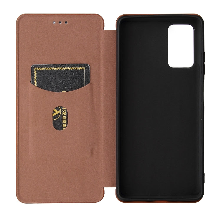 For Blackview A100 Carbon Fiber Texture Horizontal Flip TPU + PC + PU Leather Case with Card Slot(Brown) - More Brand by PMC TechLife | Online Shopping South Africa | PMC TechLife | Buy Now Pay Later Mobicred