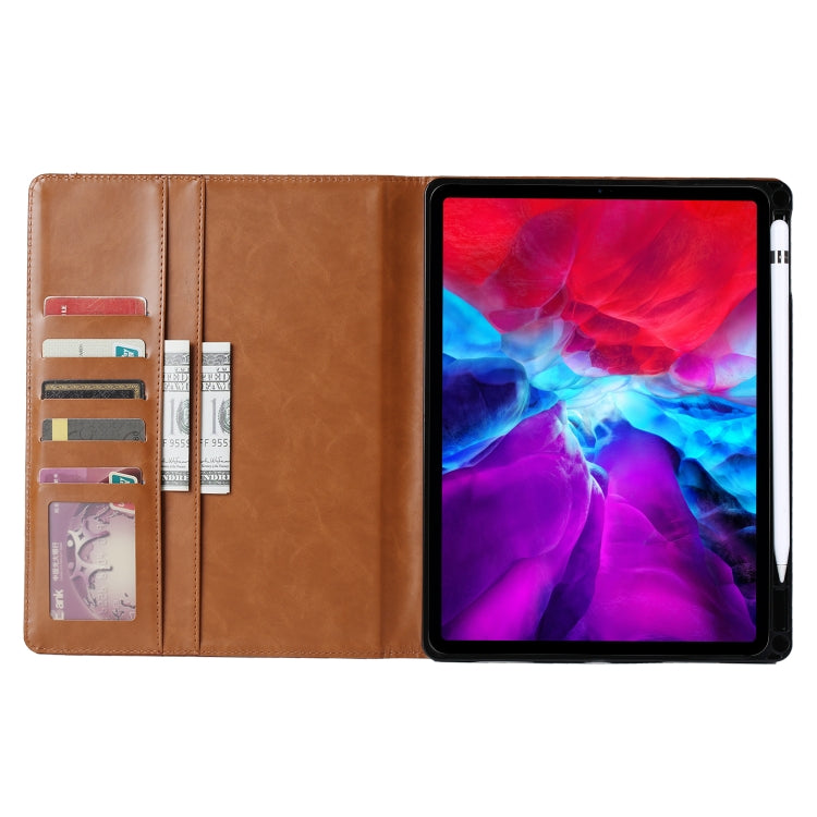 For iPad Air 13 2024 / iPad Pro 12.9 2022 / 2021 / 2010 Knead Skin Texture Horizontal Flip Leather Tablet Case with Photo Frame & Holder & Card Slots & Wallet (Brown) - iPad Pro 12.9 (2022/2021) Cases by PMC TechLife | Online Shopping South Africa | PMC TechLife | Buy Now Pay Later Mobicred