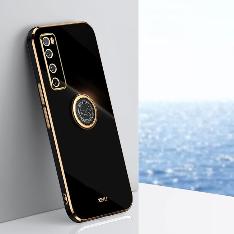 For Huawei nova 7 5G XINLI Straight Edge 6D Electroplate TPU Phone Case with Ring Holder(Black) - free shipping - PMC TechLife - Order now!