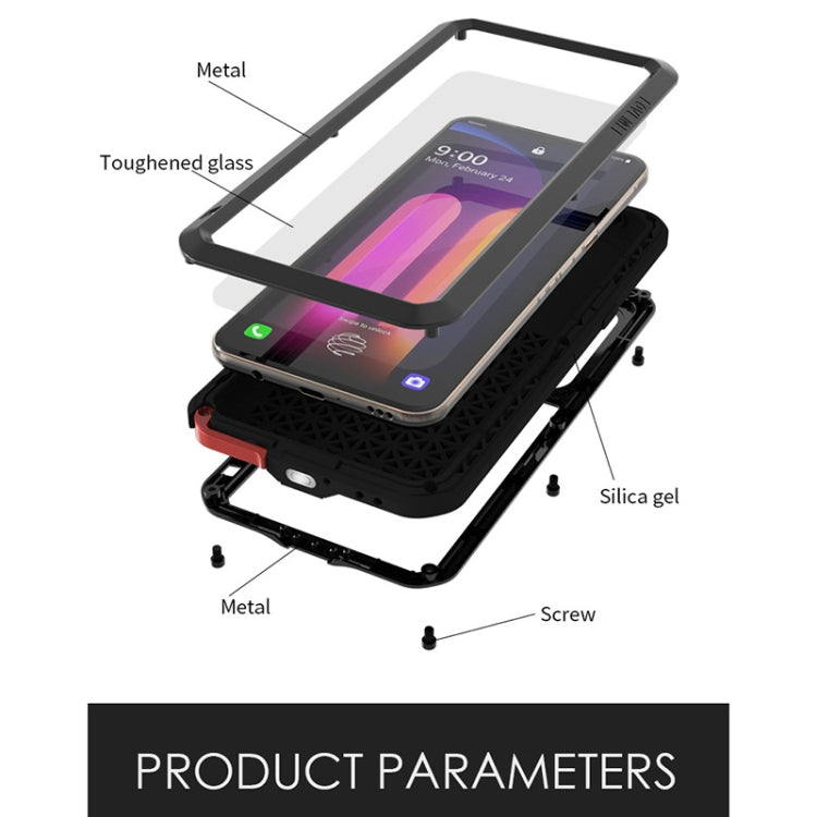 For LG V60 ThinQ 5G LOVE MEI Metal Shockproof Waterproof Dustproof Protective Case with Glass(Red) - free shipping - PMC TechLife - Order now!