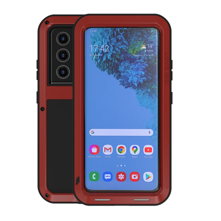 For Samsung Galaxy S21 Ultra 5G LOVE MEI Metal Shockproof Water-resistant Dustproof Protective Case without Glass(Red) - free shipping - PMC TechLife - Order now!