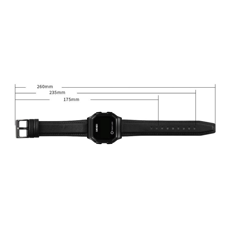 SKMEI 1650 Leather Strap Version LED Digital Display Electronic Watch with Touch Luminous Button(Black Shell Brown Belt) - free shipping - PMC TechLife - Order now!