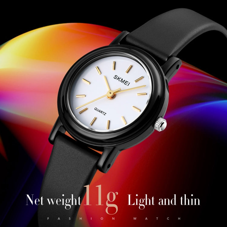 SKMEI 1659 Thin PU Leather Strap Small Dial Quartz Watch for Ladies(Black Shell Strip Nails Type) - free shipping - PMC TechLife - Order now!