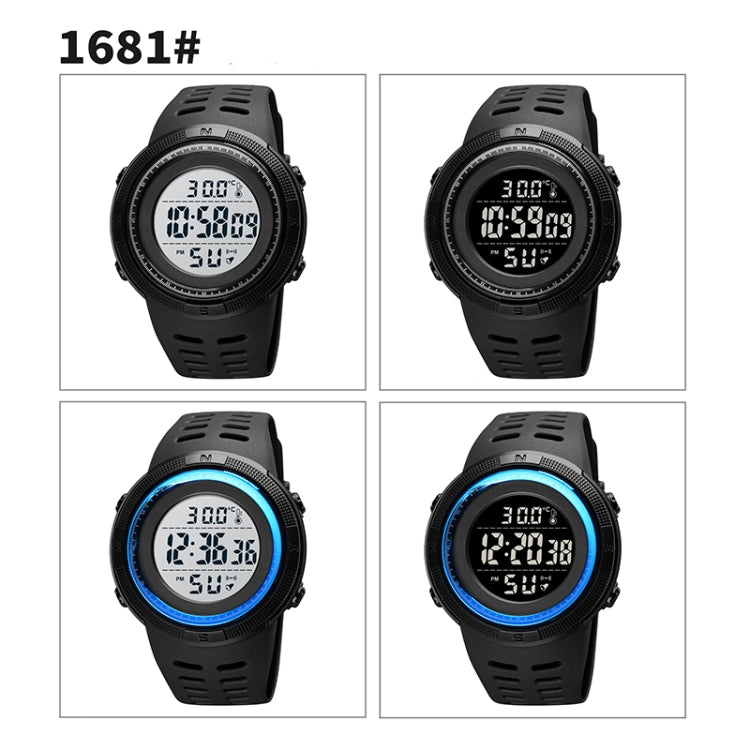 SKMEI 1681 Multifunctional LED Digital Display Luminous Electronic Watch, Support Body / Ambient Temperature Measurement(Blue White) - free shipping - PMC TechLife - Order now!