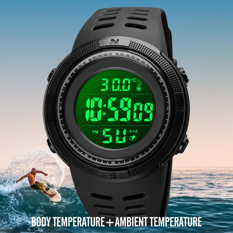SKMEI 1681 Multifunctional LED Digital Display Luminous Electronic Watch, Support Body / Ambient Temperature Measurement(Black White) - free shipping - PMC TechLife - Order now!