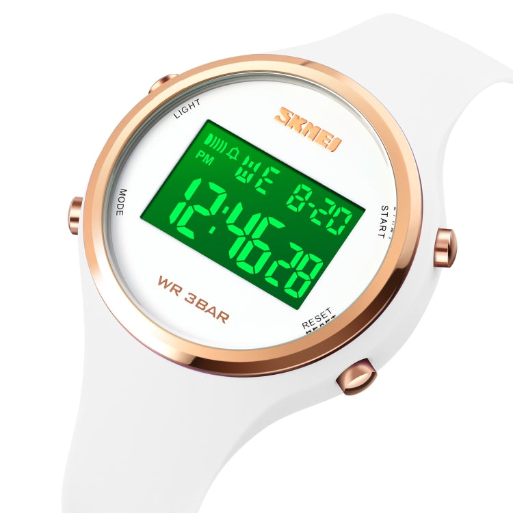 SKMEI 1720 Round Dial LED Digital Display Luminous Silicone Strap Electronic Watch(White) - free shipping - PMC TechLife - Order now!
