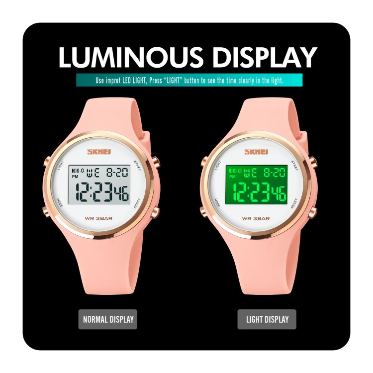SKMEI 1720 Round Dial LED Digital Display Luminous Silicone Strap Electronic Watch(Rose Red) - free shipping - PMC TechLife - Order now!