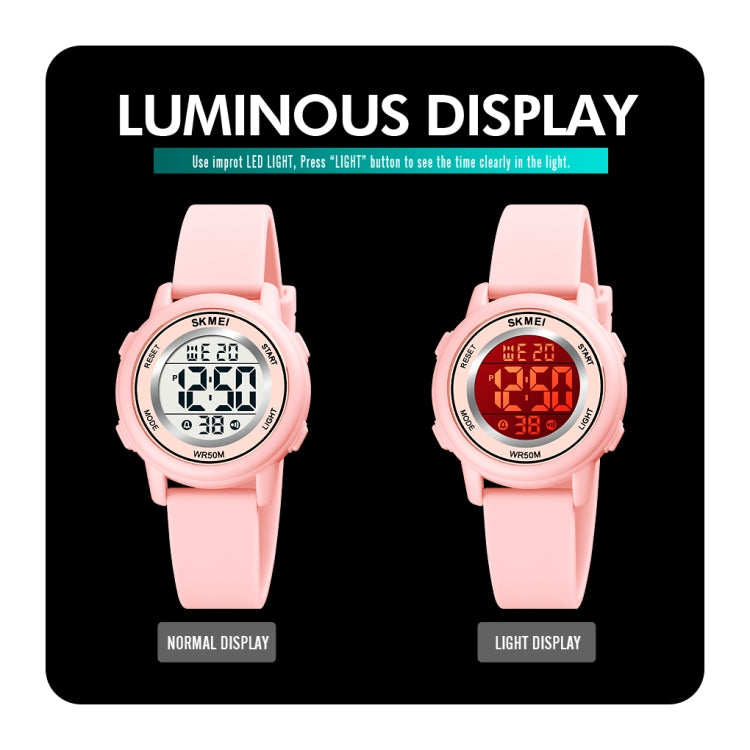 SKMEI 1721 Triplicate Round Dial LED Digital Display Luminous Silicone Strap Electronic Watch(Pink) - free shipping - PMC TechLife - Order now!