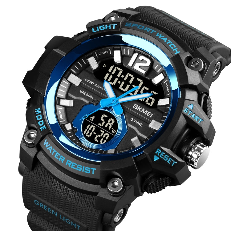 SKMEI 1725 Three Time LED Digital Display Timing Luminous Electronic Watch(Blue) - free shipping - PMC TechLife - Order now!