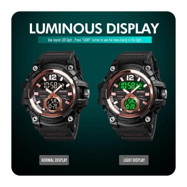 SKMEI 1725 Three Time LED Digital Display Timing Luminous Electronic Watch(Black) - free shipping - PMC TechLife - Order now!